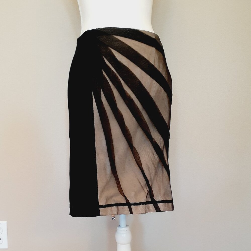 Dolce & Gabbana Black and Nude Sheer Pencil Skirt